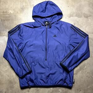 Adidas Track Jacket M Mens Blue Windbreaker 3/4 Zip Pullover Clima Proof